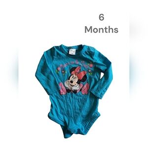 ✅4/25$✅ Disney 6 months Minnie Mouse Baby Bodysuit -‎ Teal
